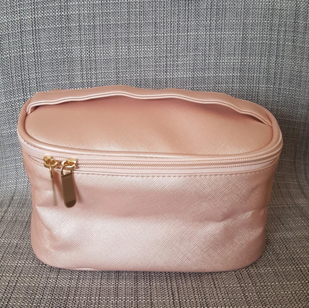 Leather Double Layer Large Makeup Organizer Bag Travel Accessories for Women